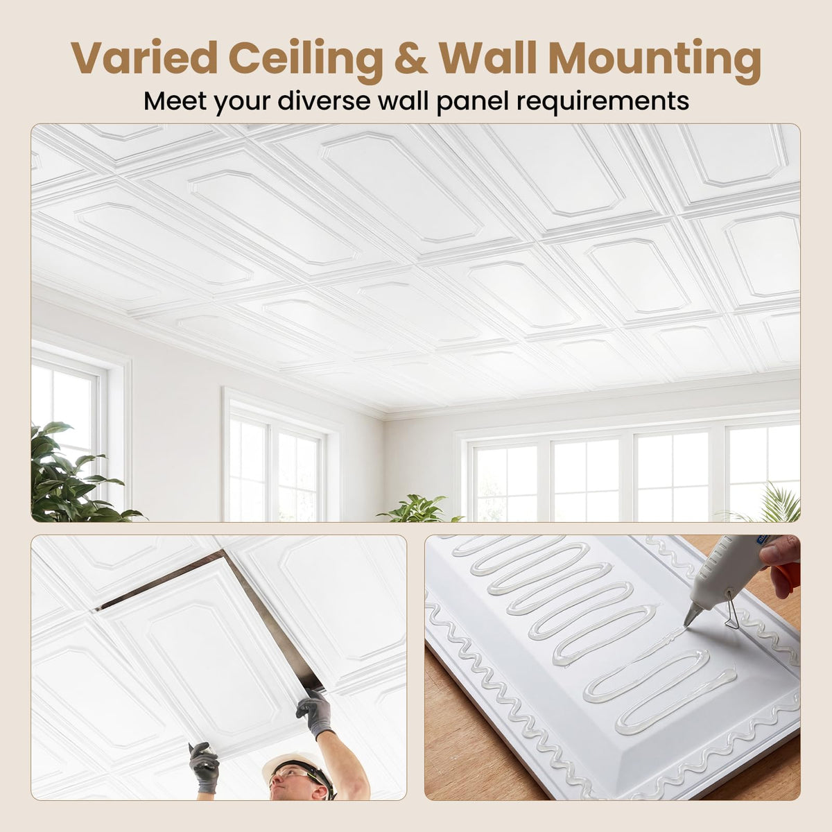 Ceiling Tiles Decorative PVC 3D Wall Panels Waterproof and Paintable