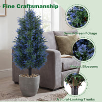 Giantex 2 Pack 100cm Artificial Lavender Topiary Trees, Sun-Resistant Faux Cone Bushes