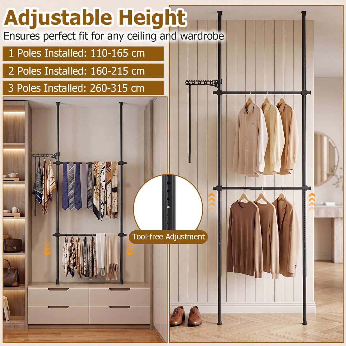 Giantex Adjustable Floor to Ceiling Clothes Rack