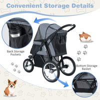 3-Wheel Pet Stroller for Small and Medium Dogs Foldable Cat Stroller Jogger