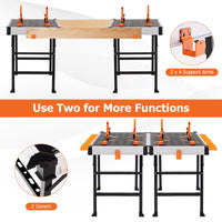 84.5cm Portable Work Table, Folding Workbench w/ 2 Quick Clamps & 4 Clamp Dogs