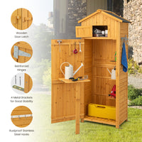 Garden Storage Shed, 180.5CM Tall Outdoor Storage Cabinet with Lockable Doors