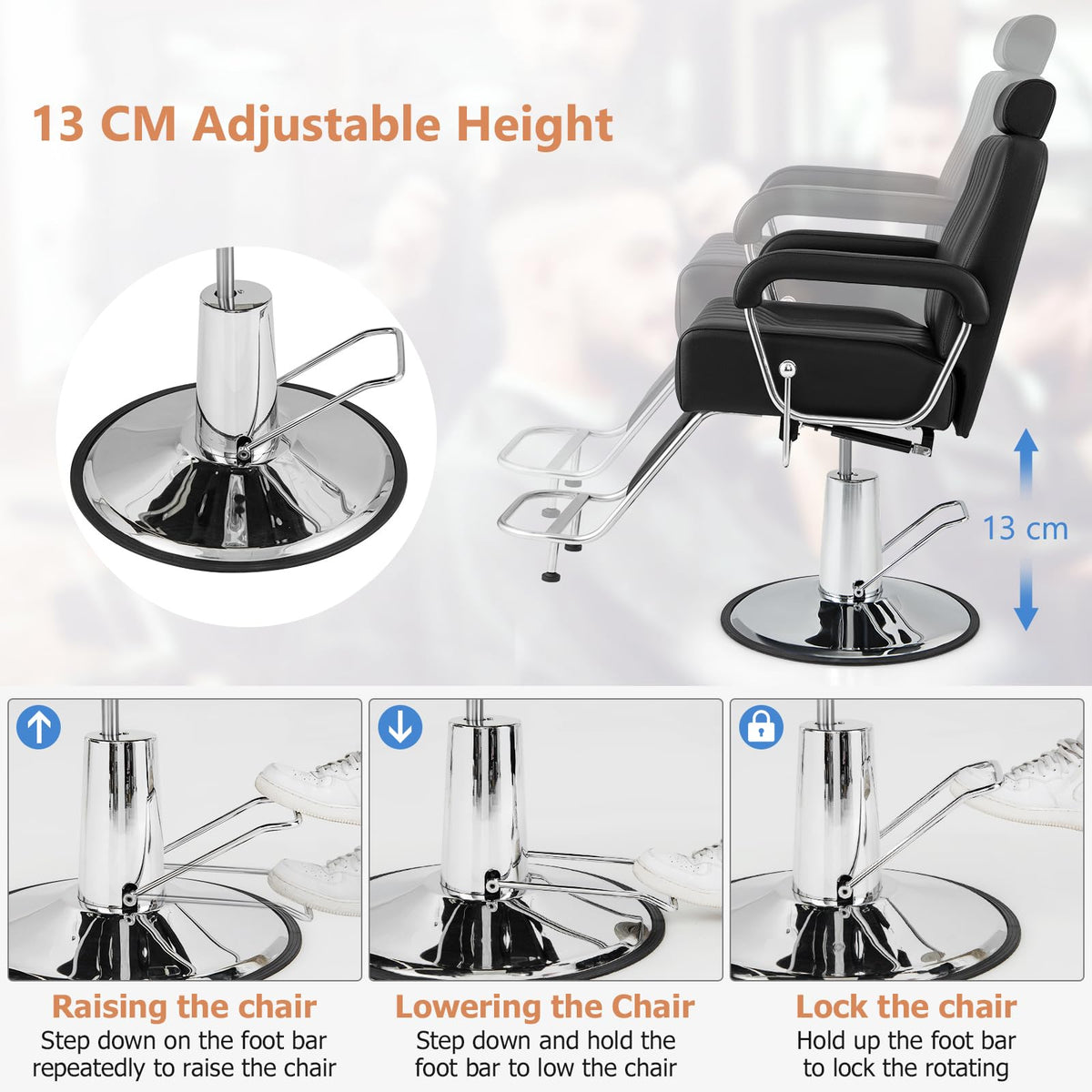 360° Swivel Salon Chair with Adjustable Headrest
