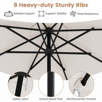 2.8M Solar Patio Umbrella with 24 LED Lights
