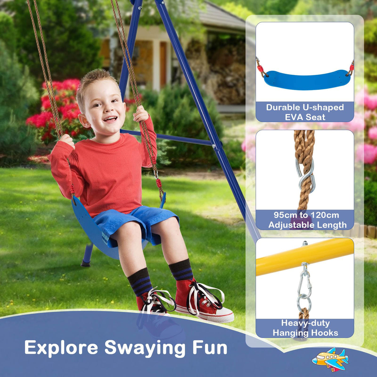300 kg Heavy Duty Swing Set with Basketball Hoop for Kids