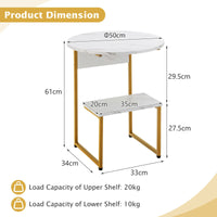 Giantex G-Shaped Side Table with Storage, 2-Tier End Table for Small Space White