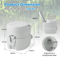 Portable Toilet, Outdoor Camping Toilet with 20L Detachable Waste Tank & Flush Pump