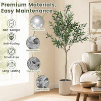 Giantex 150 cm Artificial Olive Tree w/ 24 Olive Fruits & 576 Silk Leaves