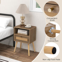 Giantex Rattan Nightstand Set of 2, Home Boho Small Side End Table