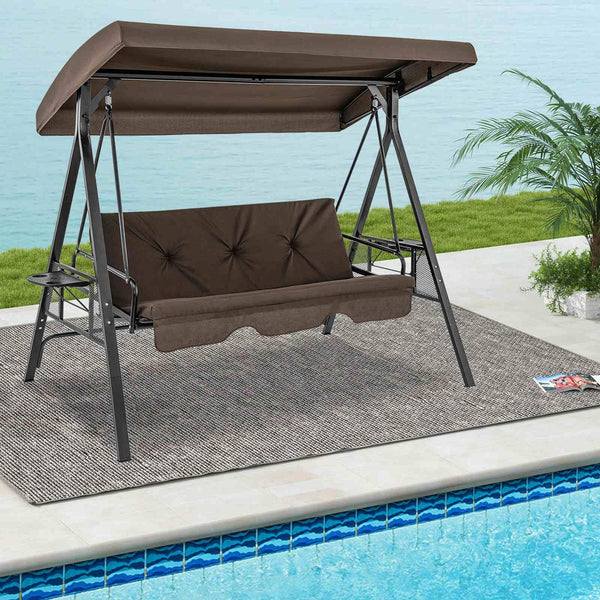 2-in-1 Patio Convertible Swing Chair to Flat Bed