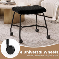 Upholstered Footrest Stool Set of 2 with 4 Swivel Casters and Thick Cushion for Living Room