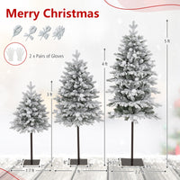 3' 4' 5' Pre-Lit Flocked Christmas Tree Set of 3, Battery Operated