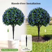 2 Pack Artificial Camellia Boxwood Topiary Ball Trees