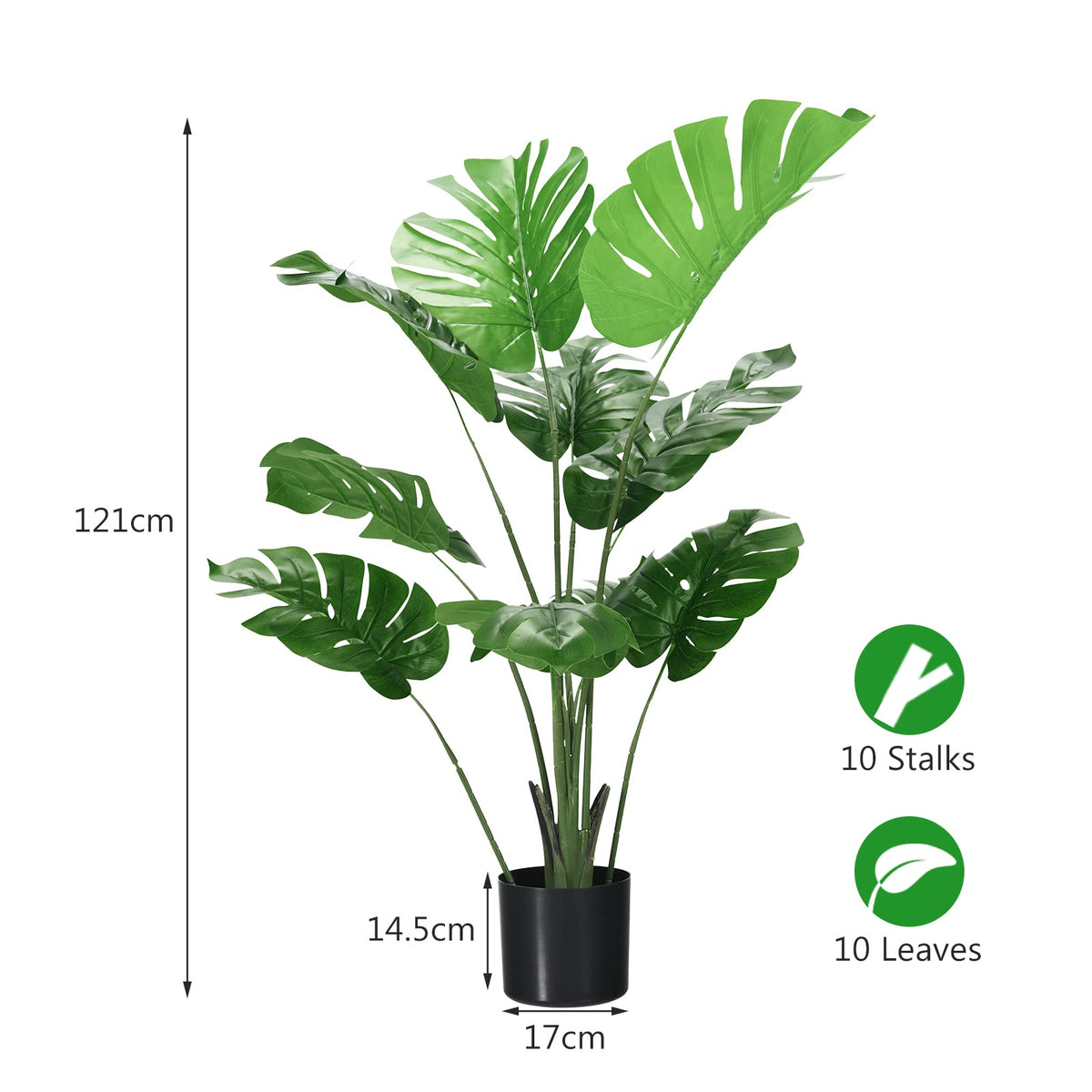 Giantex 1.2M Artificial Monstera Deliciosa Tree, Tall Fake Tropical Palm Tree w/10 Pcs Different Turtle Leaves