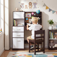 Kids Desk and Chair Set with Hutch and Bulletin Board
