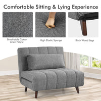 Tri-Fold Down Sofa Bed Chair with Solid Wood Legs
