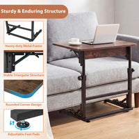 Giantex Folding C-Shaped End Table, Height Adjustable Sofa Side Table