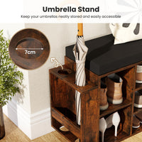 Giantex Shoe Storage Bench with Umbrella Stand, 10-Cube Entryway Bench with Adjustable Shelf & Padded Cushion