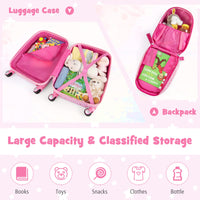 2 PCS Kids Luggage Set, 13” & 18” Toddlers Carry-on Suitcase Backpack Set w/Adjustable Height