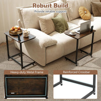 C-shaped End Table with Built-in Phone Slot and Low Profile Base Slide for Living Room Bedroom