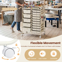 Giantex 15-Drawer Rolling Cart with Pegboard & Metal Frame