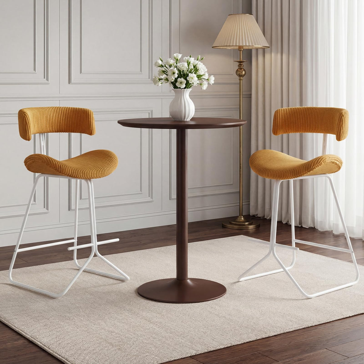 Giantex Counter Height Stools Set of 2, Fabric Upholstered Armless Barstools with Curved Back & Padded Seat