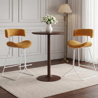 Giantex Counter Height Stools Set of 2, Fabric Upholstered Armless Barstools with Curved Back & Padded Seat