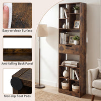 180cm Tall Freestanding Bookcase with Drawer and 2 Anti-Tip Kits for Home Office