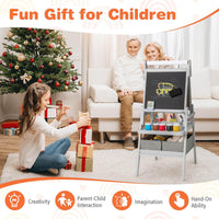 3-in-1 Kids Standing Double-sided Easel with Magnetic Chalkboard and Whiteboard