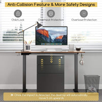 Electric Standing Desk with 3 Memory Height Settings and 2 Hanging Hook