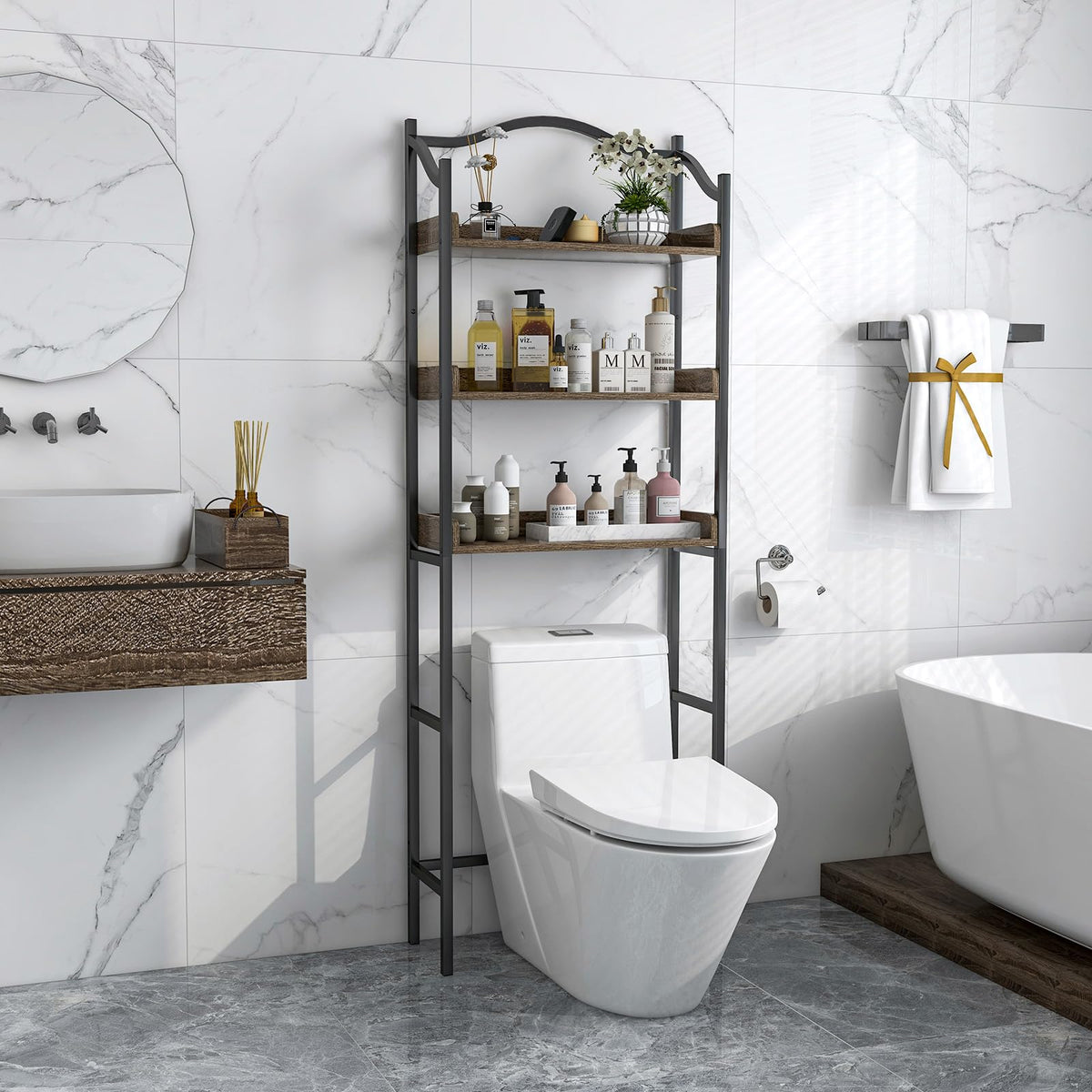 Over The Toilet Storage Rack, 3-Tier Bathroom Shelf Organizer