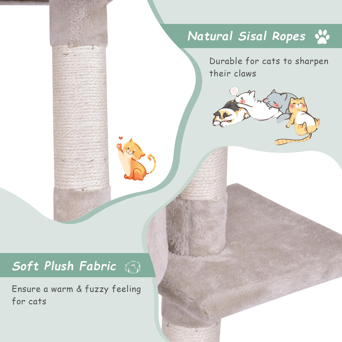 140 CM Cat Tree Kitten Tower with Scratching Post and Ladder Kitten Condo Pet Furniture