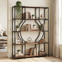 Giantex 5-Tier Industrial Geometric Tall Bookshelf with Open Shelves