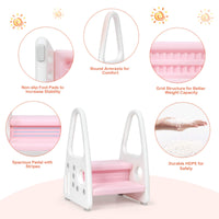 Kids Step Stool, Toddler Step Ladder with Safety Handles & Non-Slip Steps