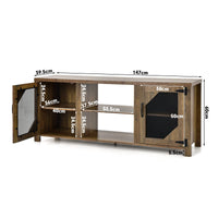 Giantex TV Stand for 65-Inch TV, Media Console Cabinet w/ 2 Metal Mesh Doors & Adjustable Shelves