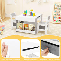 4-in-1 Kids Wooden Activity Table with Reversible Blackboard and Bookshelves