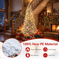 180/210cm Flocked Cypress Christmas Tree, Pre-Lit, Hinged
