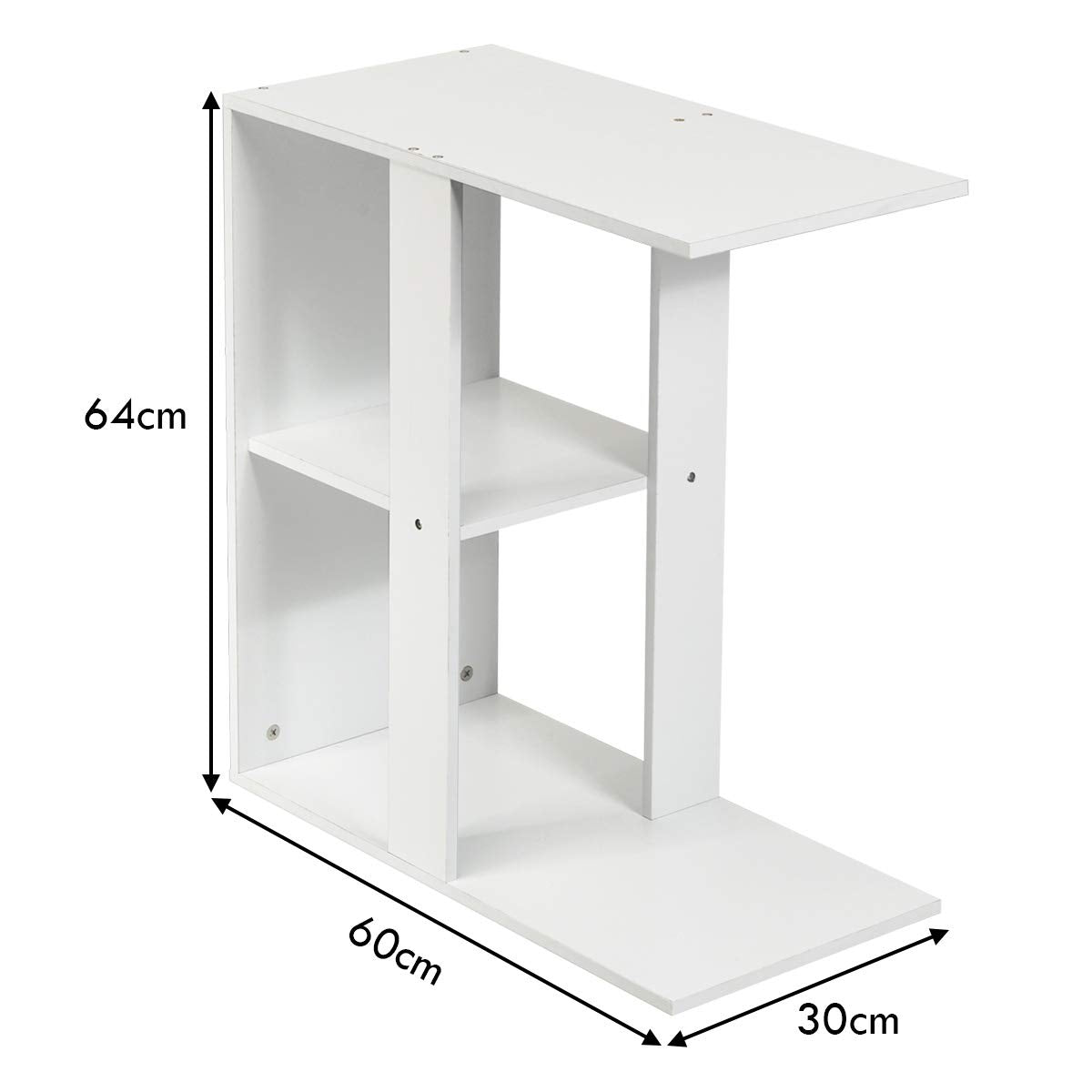 Giantex 3-Tier Side Table, C Shaped Snack Table with Storage Shelf, Modern Side Table for Small Spaces, Industrial Nightstand