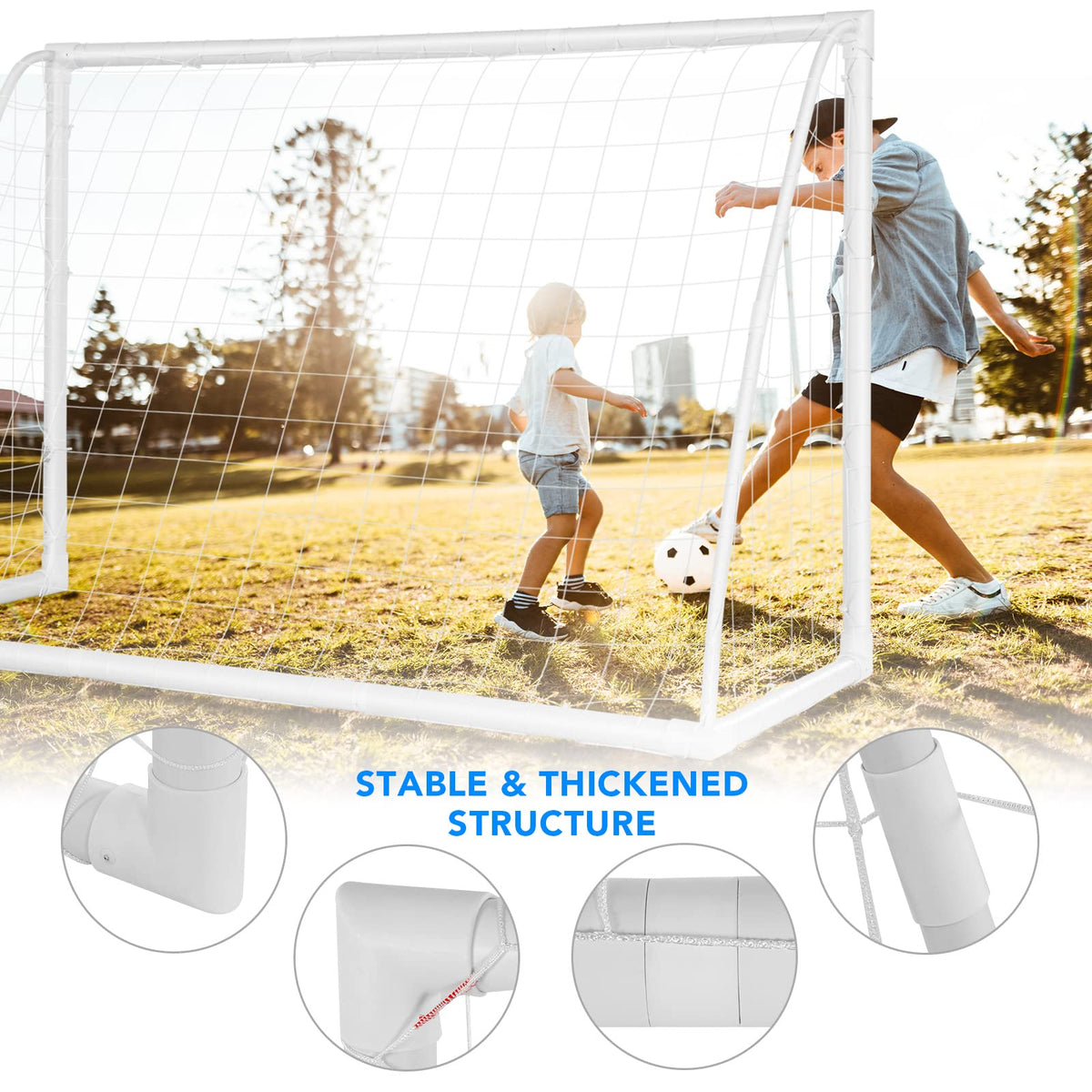 Kids Portable Soccer Goal, 1.8m x 1.2m FT Backyard Soccer Goal and Net with Strong PVC Frame