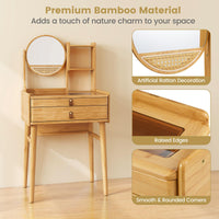 Small Vanity Desk with Mirror, Compact Makeup Table with 2 Drawers