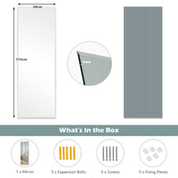 110 x 38cm Wall Mirror, Full Length Rectangle Frameless Mirror w/ Beveled Edge, Large Body Mirror