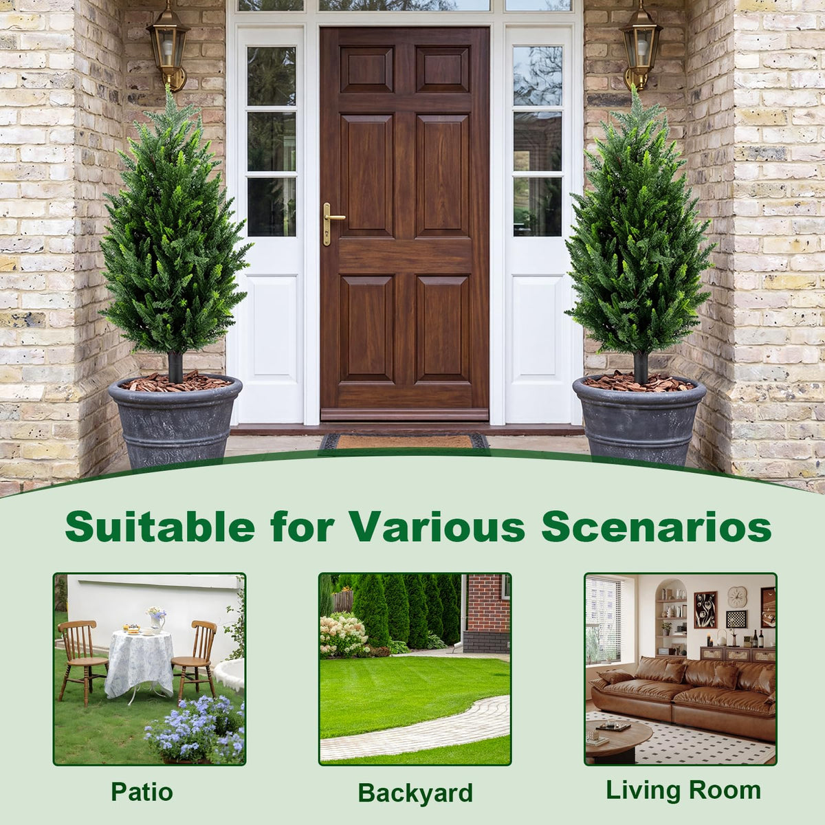 Giantex 2 Pack Artificial Cypress Topiary Trees 90cm Faux Cone Bushes