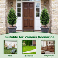 Giantex 2 Pack Artificial Cypress Topiary Trees 90cm Faux Cone Bushes