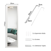 Full Length Over The Door Mirror, Full Length Mirror with Hanging Hooks for Door , White