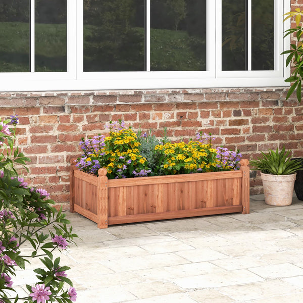 Wood Raised Garden Bed, 111 x 59 x 40 CM Rectangular Planter Box w/Drainage Holes for Growing Vegetables