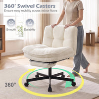 GIANTEX Teddy Plush Office Chair with Footrest & Adjustable Height