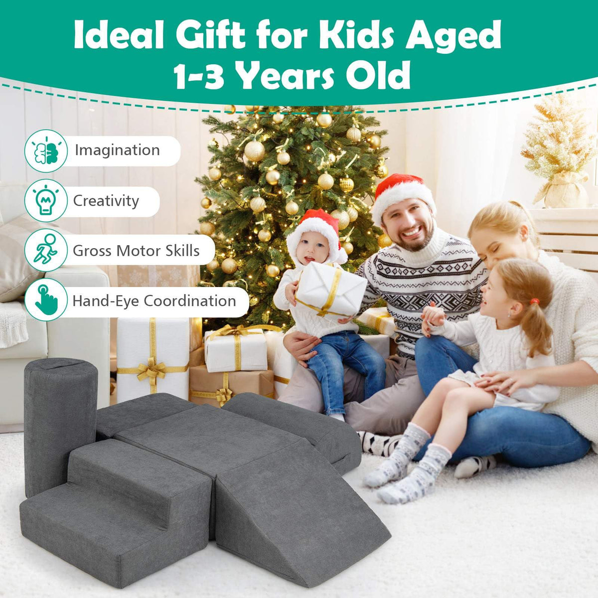 6-Piece Baby Climbing Blocks Kids Indoor Soft Play Structure