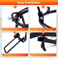 180 Degree Heavy-Duty Basketball Return Attachment with 6 Sturdy Hooks