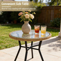 3 Pieces Patio Bistro Set, Outdoor PE Wicker Conversation Set