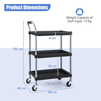 3 Layer Tool Cart, Large Capacity Utility Cart